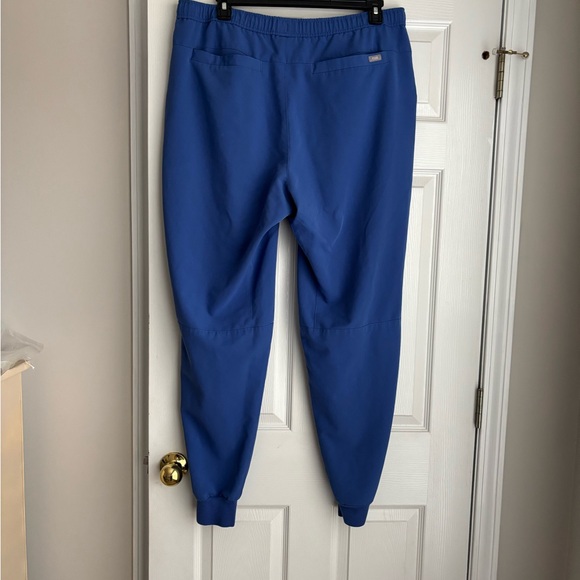 Blue Jogger Scrub Pants with Green Drawstring - Picture 2 of 2